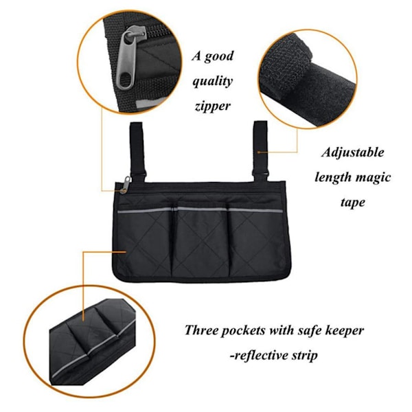 Rullstol Sidoväska Portabel Armstödsficka Organizer Hängande Väska Stor Förvaringskapacitet L8d8 blue One size