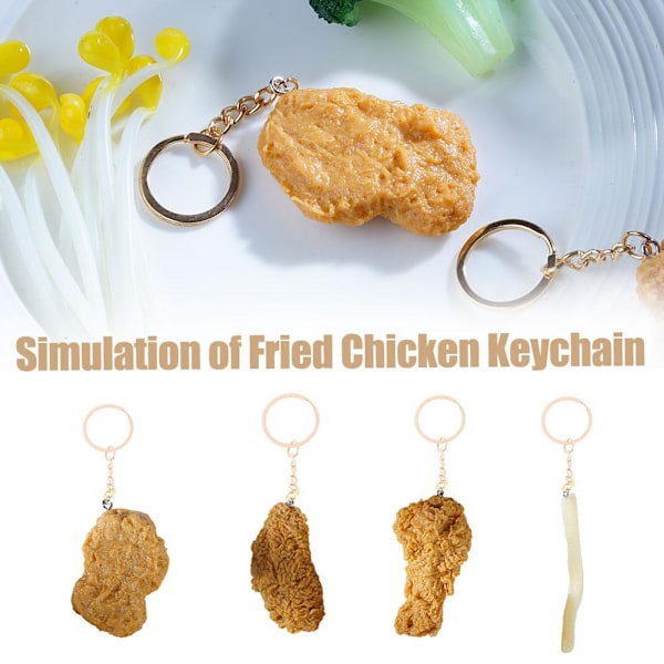 Kycklingnugget-nyckelring - Skämt Rolig Nyckelring Födelsedagspresent Chicken nuggets One-size