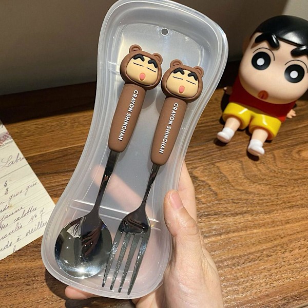 Crayon Shin Chan Sked och Gaffel Bestickset Rostfritt Stål Vagn red one set