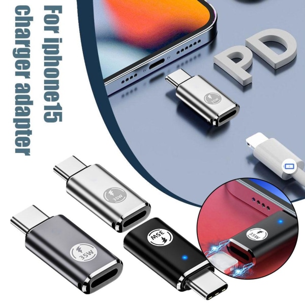 8 PIN DATA till USB C Typ C Laddningsadapter för Smart Phone iPh black 35w