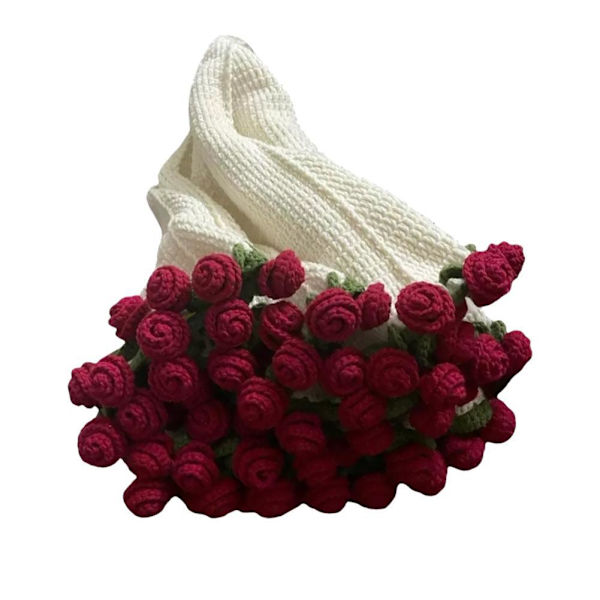 Handgjord virkad blomsterbukett filt stickad I6U4 bomull E5G8