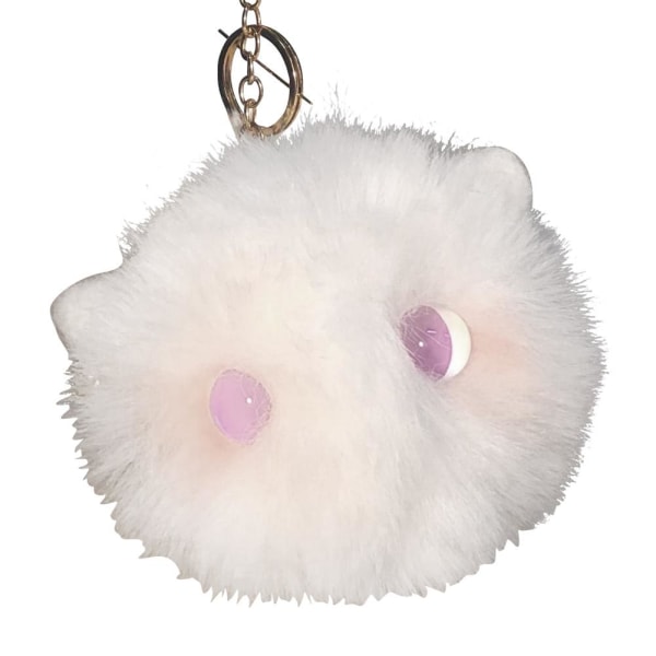 Söt katt Nyckelring Pompom Ball Bag Charm Nyckelring Hänge Present s,1 G ONE-SIZE