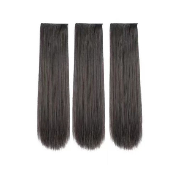 3PCS Peruk Hårförlängningar Kvinnor Långt Hår Peruk Sömlös Rak S brown black 50cm