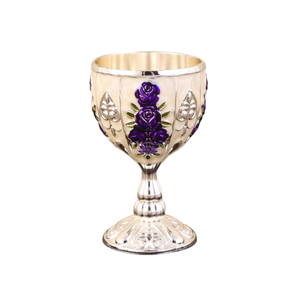 JSNKJLMN Mini Gold Goblet, Vintage Metal Relief Wine Cup, 30 M Gold White+Red one size 