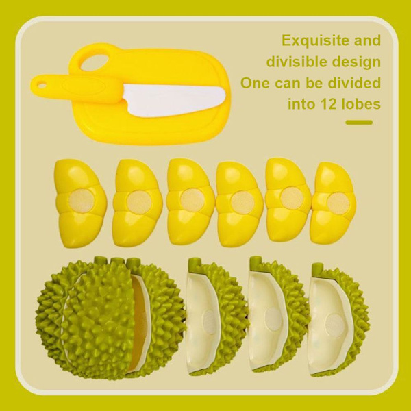 Skärbara Frukter Grönsaker Barn Kök Låtsasleksaker Durian Matleksak Montessori Pedagogisk Leksak För Baby Barn Småbarnspresent Durian +Cutting board onesize