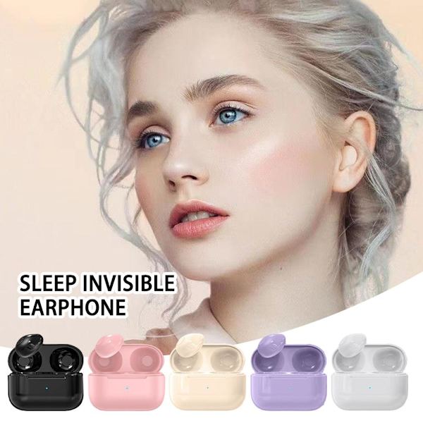 Mini Earbuds Invisible Sleep Headphone Bluetooth vattentät öron black one-size