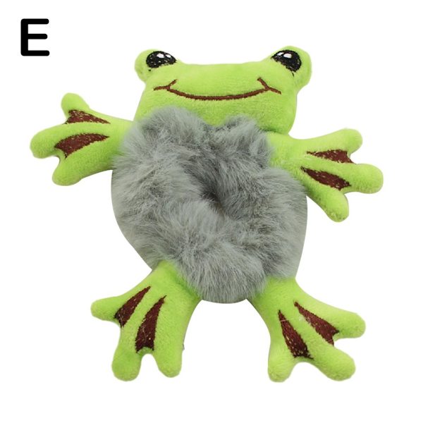 pulunto kvinnor plysch hår slips, söt tecknad djur lurvigt hår Hea Green frog 15*12cm