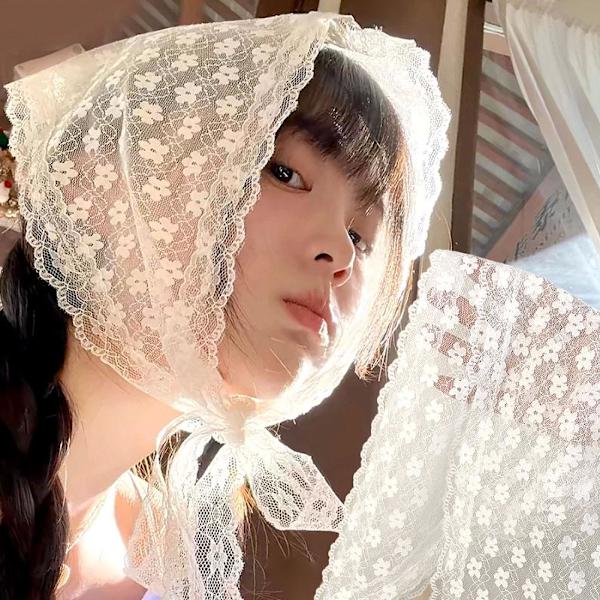 Fashion Vår Blomma Spets Triangel Hårscarf Stil Huvudduk Söta Kvinnor Ins Huvudscarf B7e5 style3 One size