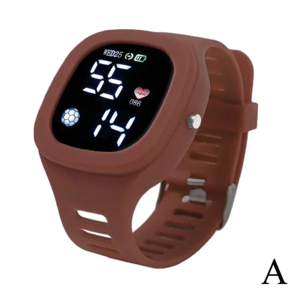 Mode Unisex LED Digital Watch Square Jelly Watch Silicone Str Coffee One size
