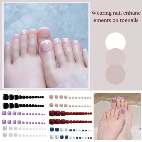 24st Fake Toe Nails Press On Nail Falsk Tånagel 3D Glitter Nail 3 one-size
