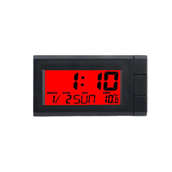 2-i-1 Digital LCD Elektronisk Klocka Termometer Bilklocka Noctilucent Dec ` red 1pcs
