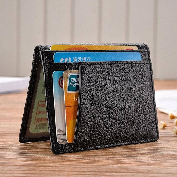 Herr enkel tunn PU-läder bifold ID-plånbok pengar kreditgåva Ca coffee one-size