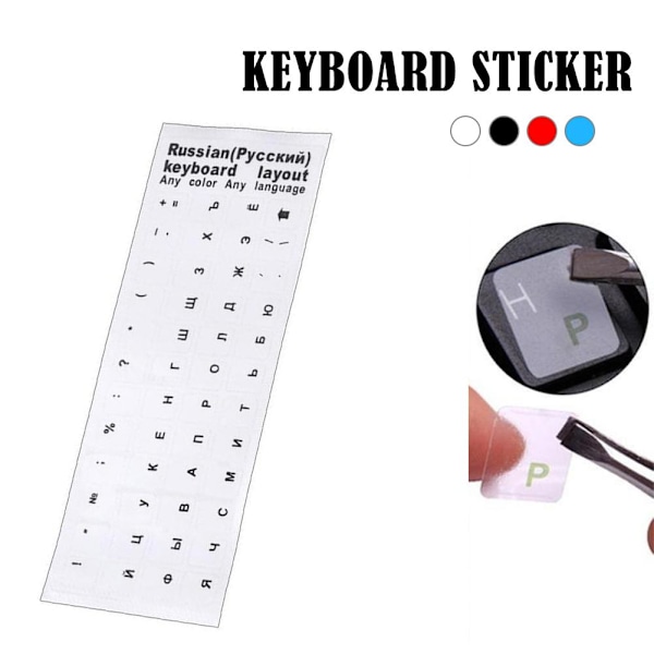 Ryska tangentbordsdekaler transparenta röda bokstäver dator bärbar dator white one-size