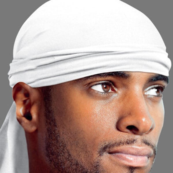 Huvudbandana för män, Durag Bandanna Sports Durag Scarf Head Rap Tie white one-size