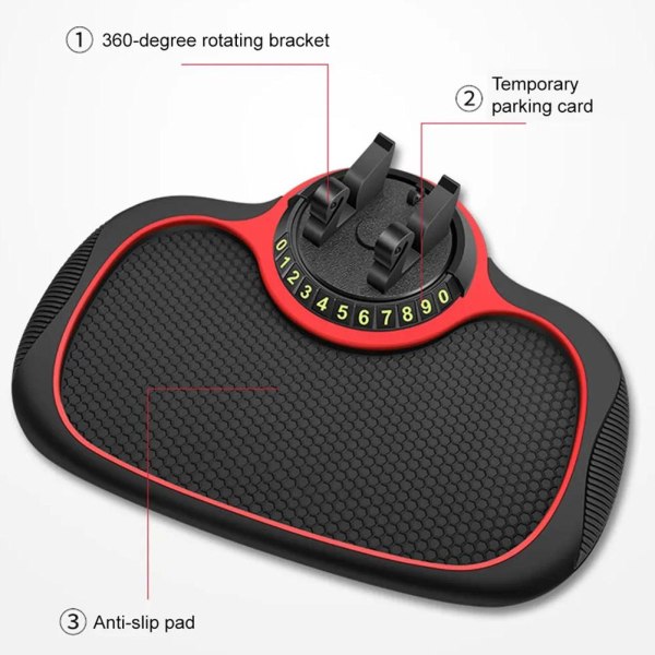 Multi-funktionell bil Anti-Slip Mat Biltelefon Hållare Sticky Dash red-2 one-size