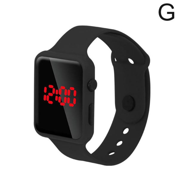 Mode fyrkantig LED digital watch Unisex silikon armband handled Black One size