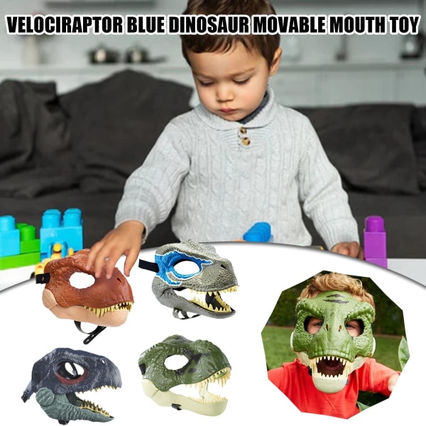 3D Dinosaur Mask Rollspel Rekvisita Prestanda Huvudbonader Jurassic W green one size