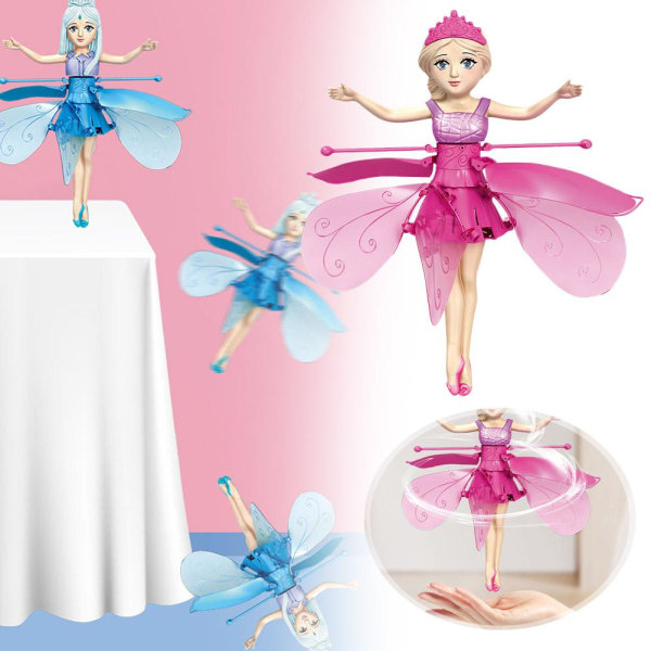 Tecknad prinsessa Induktiv flygande docka Gest Sensing Flytande pink one-size