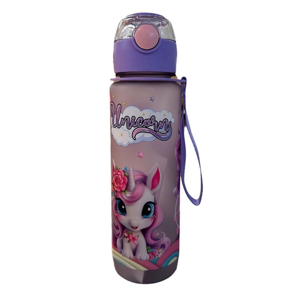 700ml Tecknad Plast Vattenflaska Söt Rymdflaska - Fri Hög Tem Transparent Pink 700ml