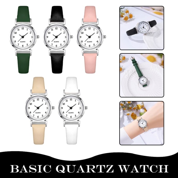 Basic Quartz Watch Dam Small Square Armbandsur Läder Student Beige One size