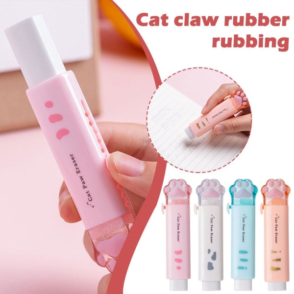 Cat Paw Push Pull Eraser för barn Kawaii Eraser Söt brevpapper pink one-size