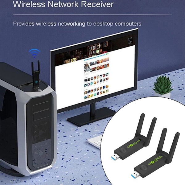 NY USB-3.0 WIFI-adapter 1300 mbps trådlös Dongle Dual Band 2.4G 1300M one-size
