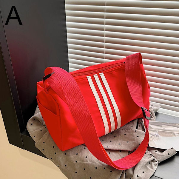 Nylon Kontrasterande Crossbody Kapacitet Kudde Väska, Rese Fitness Axelväska M3J9 Red One size