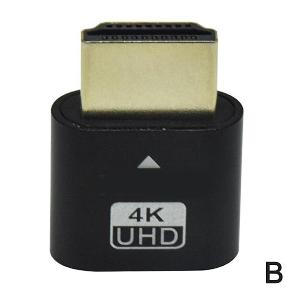4K UHD DDC EDID HDMI Dummy Adapter Virtuell Plug Headless Display Emulator NY black One-size