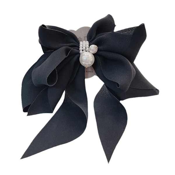 Kvinnor Stora Rosett Hårnål Chiffon Stor Rosettklämmor Band Hai black one size