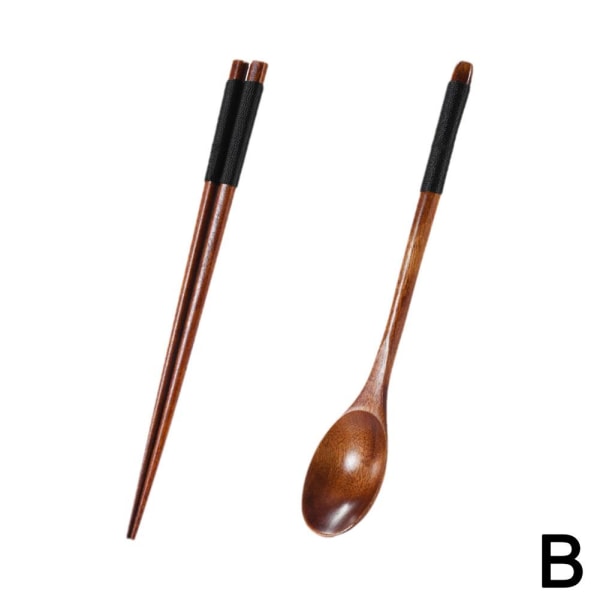 1 st träpinnar sked bärbar bambu och ätpinnar Set O Nanmu spoon black onesize