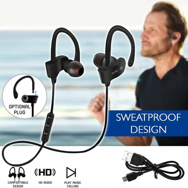 56S Bluetooth trådlösa hörlurar sportlöpning öronsnäckor hand- blue one-size