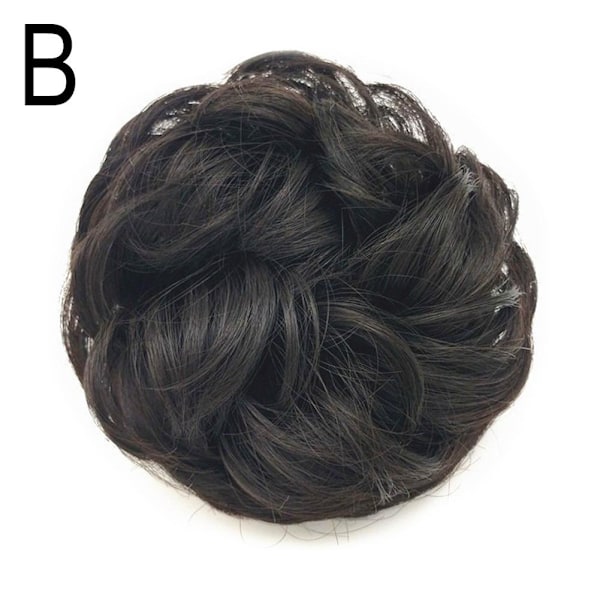 Lockigt, stökigt hårbulle-stycke Updo Scrunchie Falsk Naturlig Förlängning black 13cm