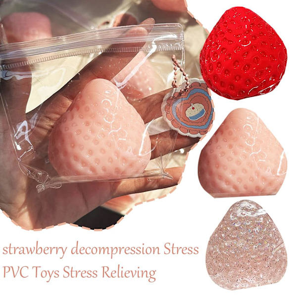 Jordgubbsdekompressionsleksaker Antistress PVC-leksaker Klämbar Avslappningsleksak Lot L2M4 Fine flash 1pcs