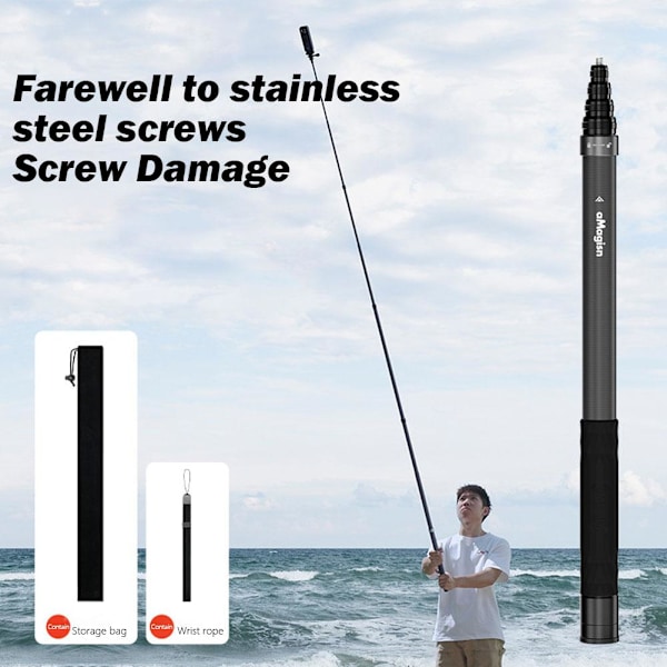 3 m kolfiber osynlig selfiestick för Insta360 Go Pro Exte