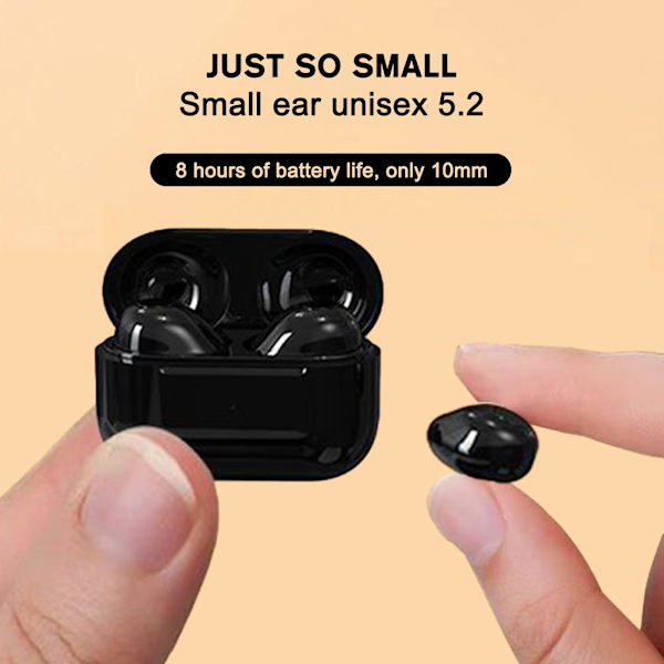 Mini Earbuds Invisible Sleep Headphone Bluetooth vattentät öron black one-size