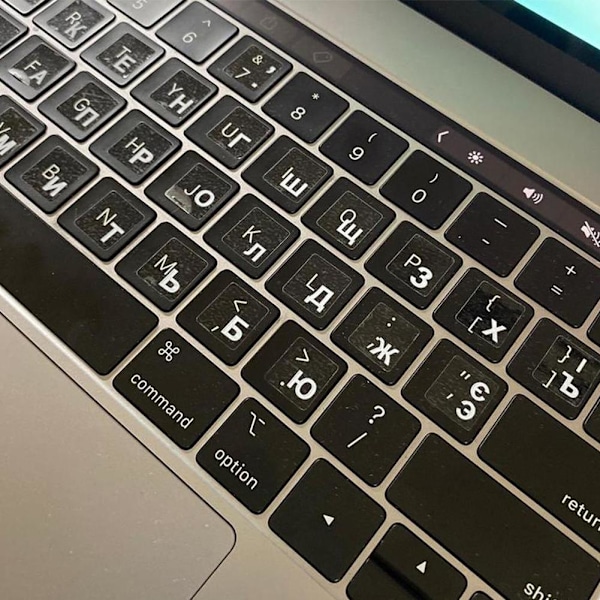 Ryska tangentbordsdekaler transparenta röda bokstäver dator bärbar dator white one-size