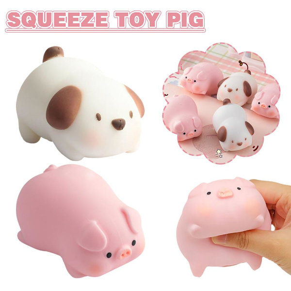 Rolig sensorisk stressleksak, Squishy Toy Rosa gris hundpresenter, nyhet pig one-size
