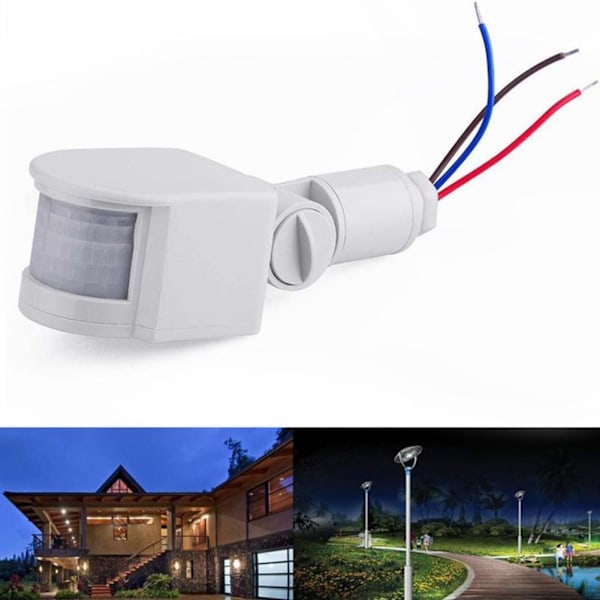 PIR Rörelsesensor Brytare Säkerhet Infraröd installera Lätt I8T4 180 black 85 to 265V