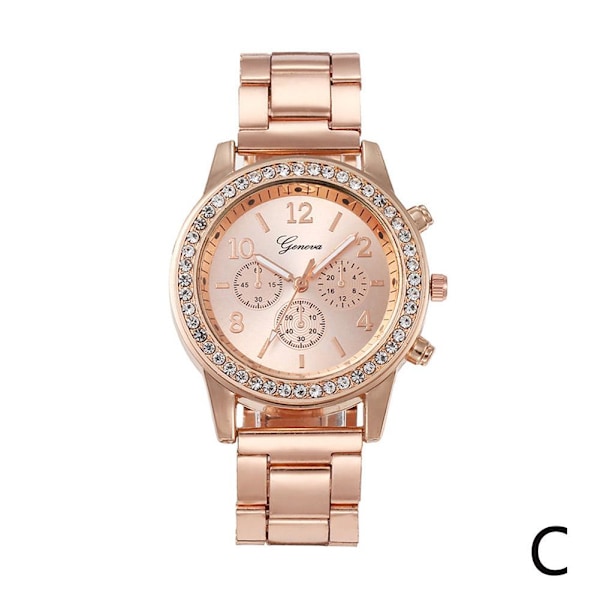 Elegant Damklocka i Rostfritt Stål med Kvartsurverk och Armband i Legeringsstål Rose Gold One size