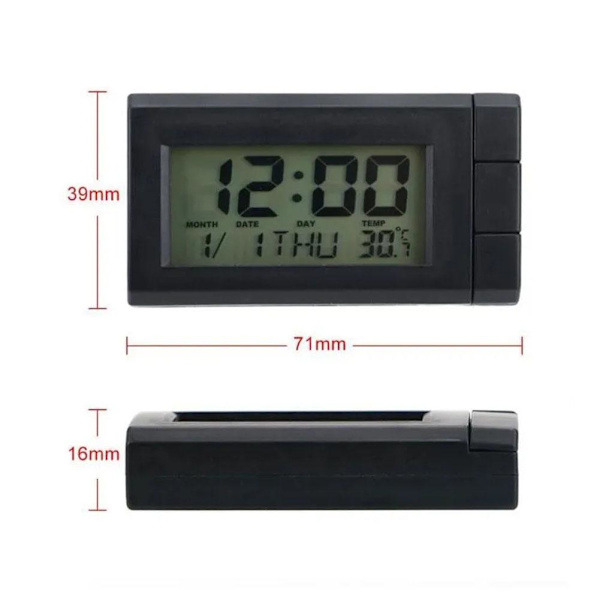 2-i-1 Digital LCD Elektronisk Klocka Termometer Bilklocka Noctilucent Dec ` red 1pcs