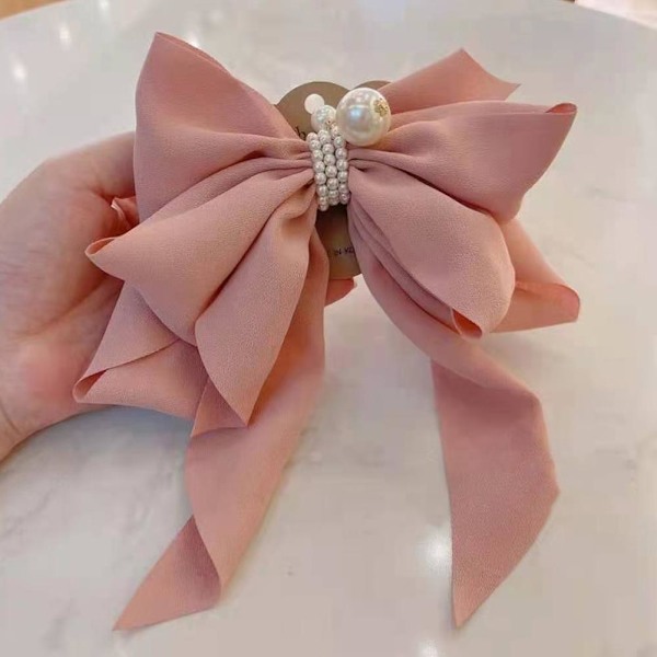 Kvinnor Stora Rosett Hårnål Chiffon Stor Rosettklämmor Band Hai pink one size
