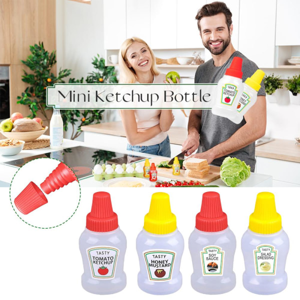 2/4x mini tomatketchup flaska bärbar sås salladsdressing Sq 4pcs 4pcs