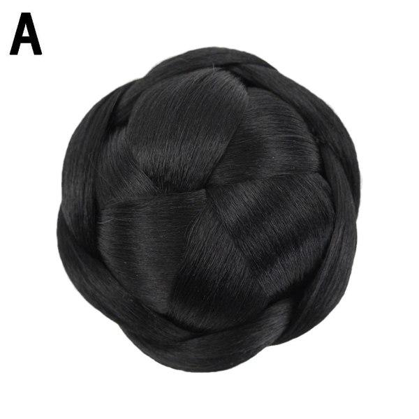 Syntetiska hårbitar Flätade Chignon Svart Brun Fake Hair Bullar  2# 12cm