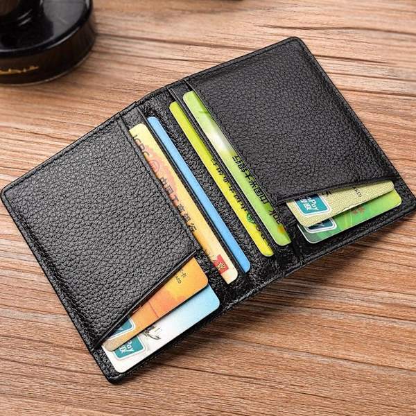 Herr enkel tunn PU-läder bifold ID-plånbok pengar kreditgåva Ca coffee one-size