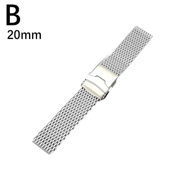 DQXY 18/20/22/24mm rostfritt stål mesh klockarmband metall mesh wa silverC 22mm