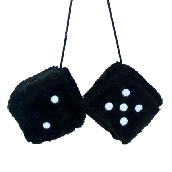 Bil Färgglad Mjuk Prickig Furry Fluffig Hängande Spegel Dice Fuzzy Black 1pcs