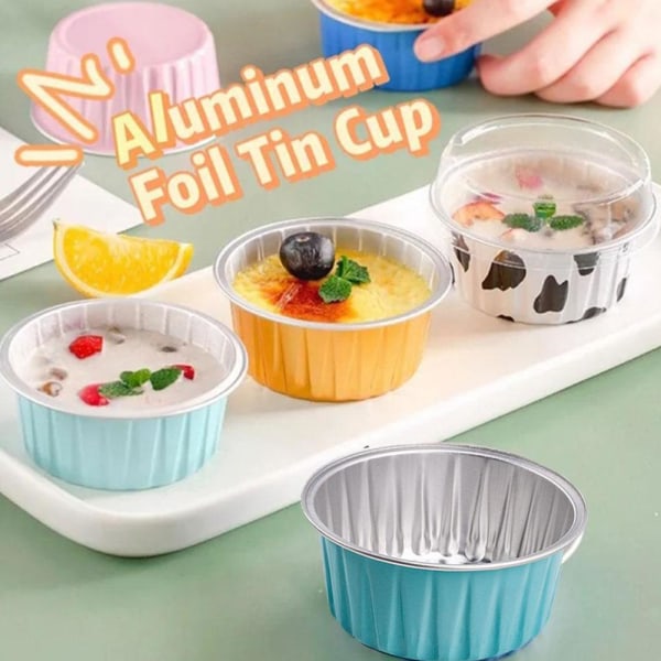 JSNKJLMN 10 st aluminiumfoliebakmuggar, foliekaka Cupcake Baki black gold 125ml 10pcs