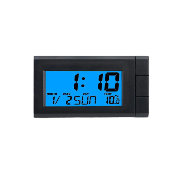 2-i-1 Digital LCD Elektronisk Klocka Termometer Bilklocka Noctilucent Dec ` blue 1pcs
