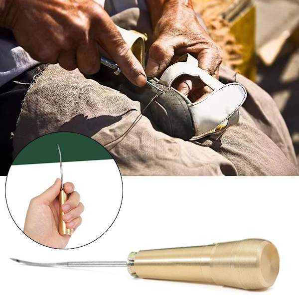 Läder Sömnad Syl Nål med Handtag 3 Nålar Sömnad Syl Handsömmare Hot N5