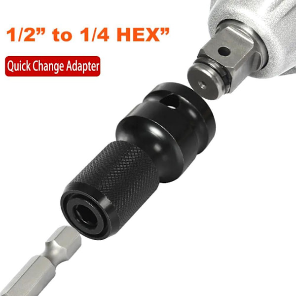 1/2 tums drivning till 1/4 tums hylsadapter Hex borrchuck byte Impa Lot T7